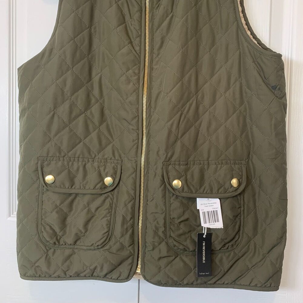 Indigo Soul Reversible Vest Quilted One Side Reverses to Sherpa Side Small NWT - Picture 7 of 16